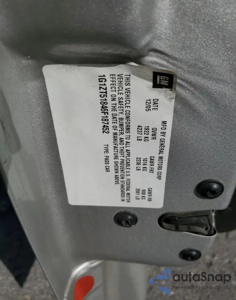 2006 Chevrolet Malibu Lt из США, поврежденный, VIN 1G1ZT51846F187452